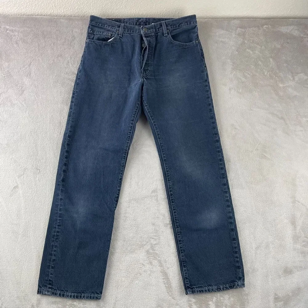 Vintage Levi's 501xx Jeans 34X31 Blue Button Fly Denim Straight 90s Bat Wing Tag